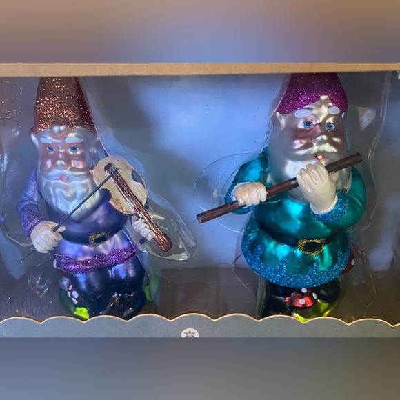 Musical Gnome Elf Glass Ornaments NIB - Picture 2 of 4
